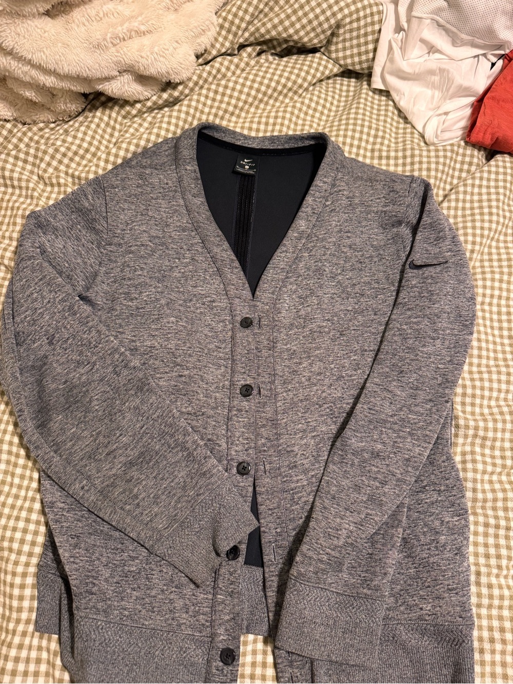 Nike Men's Heather Gray Button-Up Cardigan